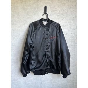 Vintage Chevy Heartbeat Of America‎ Black Satin Distressed Bomber Jacket XL